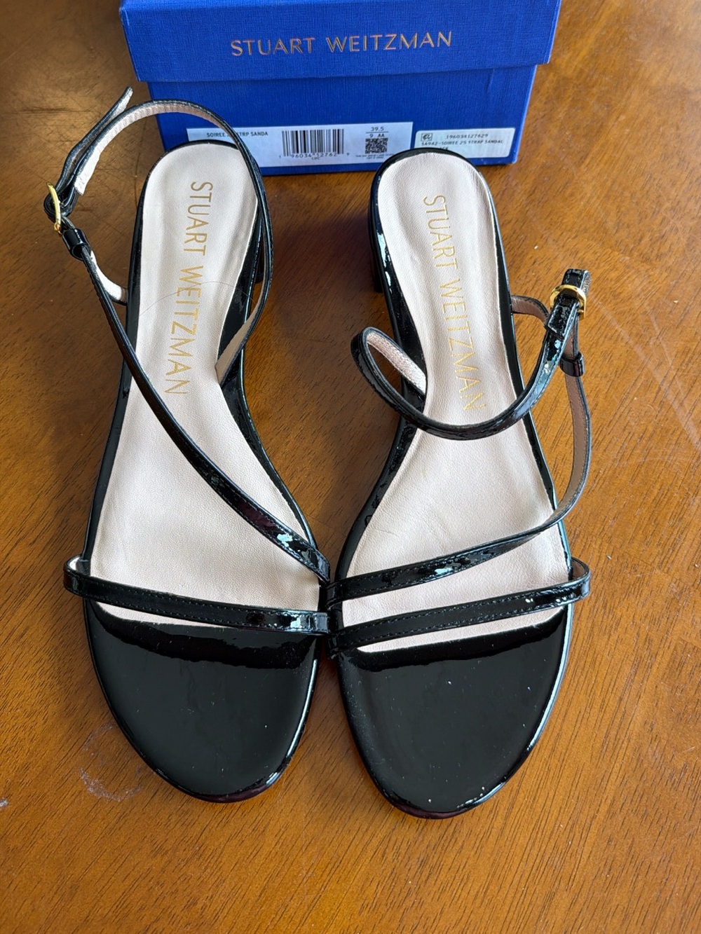 Stuart Weitzman Soirée Black Strappy Heeled Sandals
